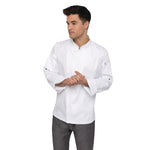 Veste de cuisine mixte légère à fermeture éclair Hartford Chef Works Urban blanche M — BB264-M