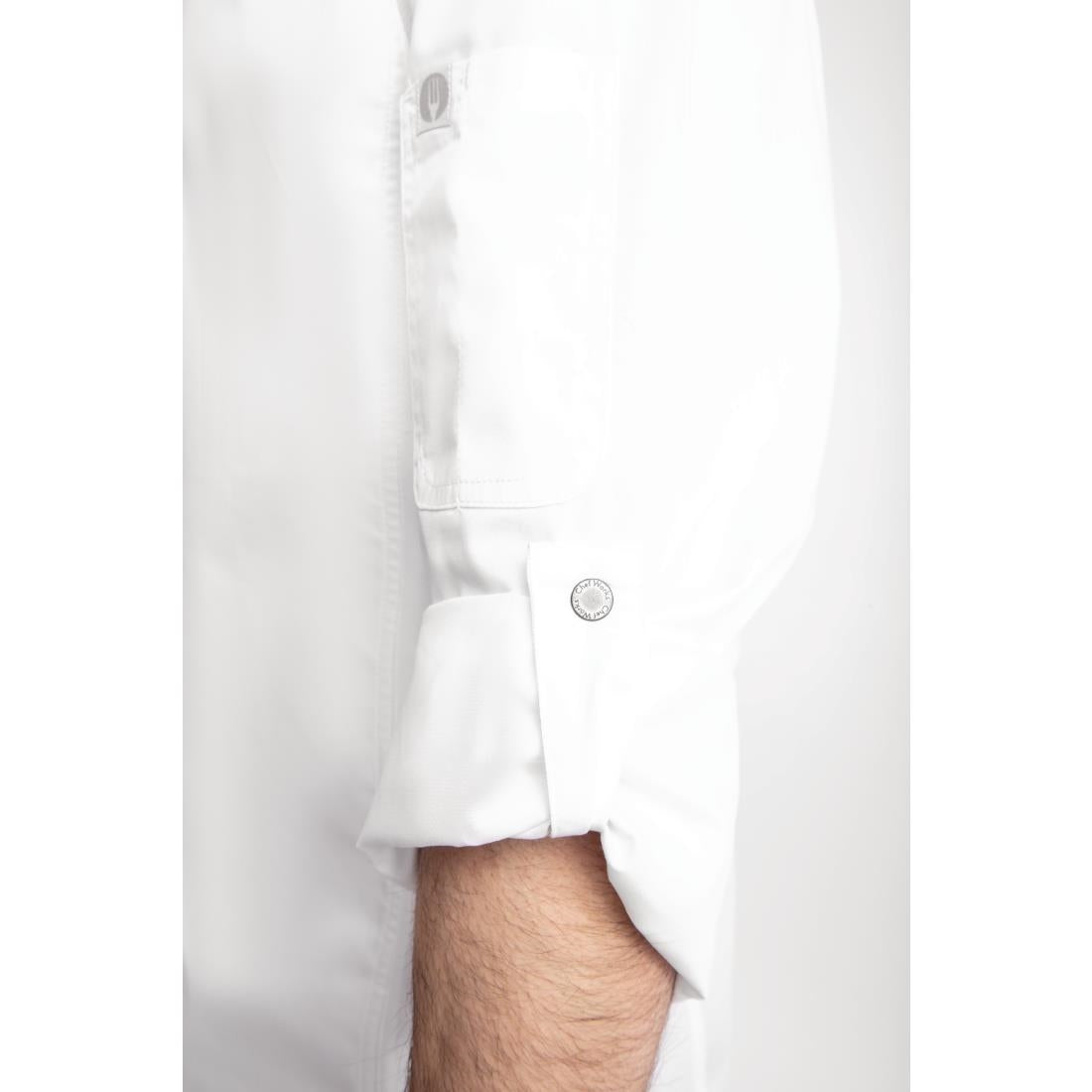 Veste de cuisine mixte légère à fermeture éclair Hartford Chef Works Urban blanche M — BB264-M