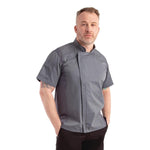 Veste de cuisine mixte légère manches courtes à fermeture éclair Springfield Chef Works Urban bleu encre XS — BB267-XS
