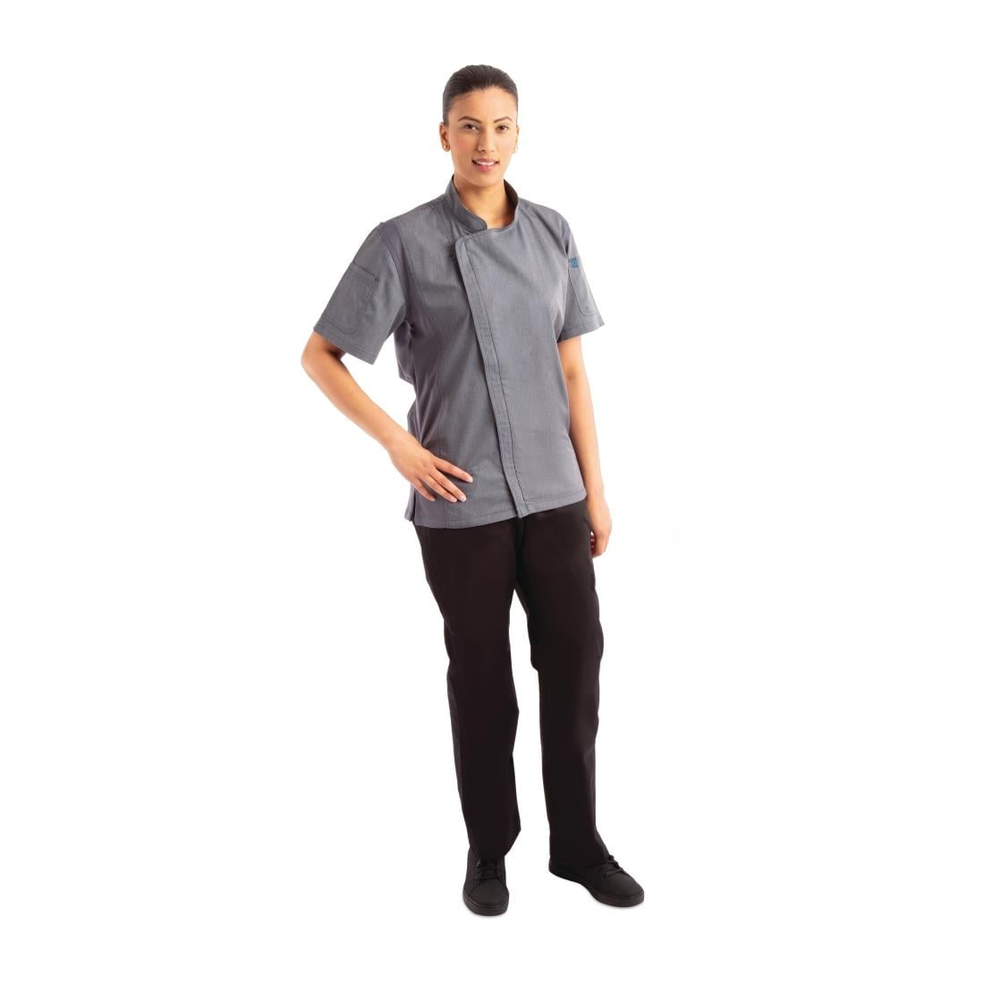 Veste de cuisine mixte légère manches courtes à fermeture éclair Springfield Chef Works Urban bleu encre XS — BB267-XS