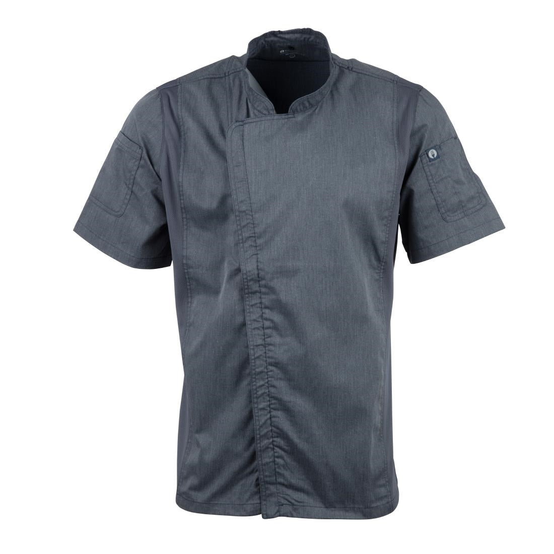 Veste de cuisine mixte légère manches courtes à fermeture éclair Springfield Chef Works Urban bleu encre S — BB267-S