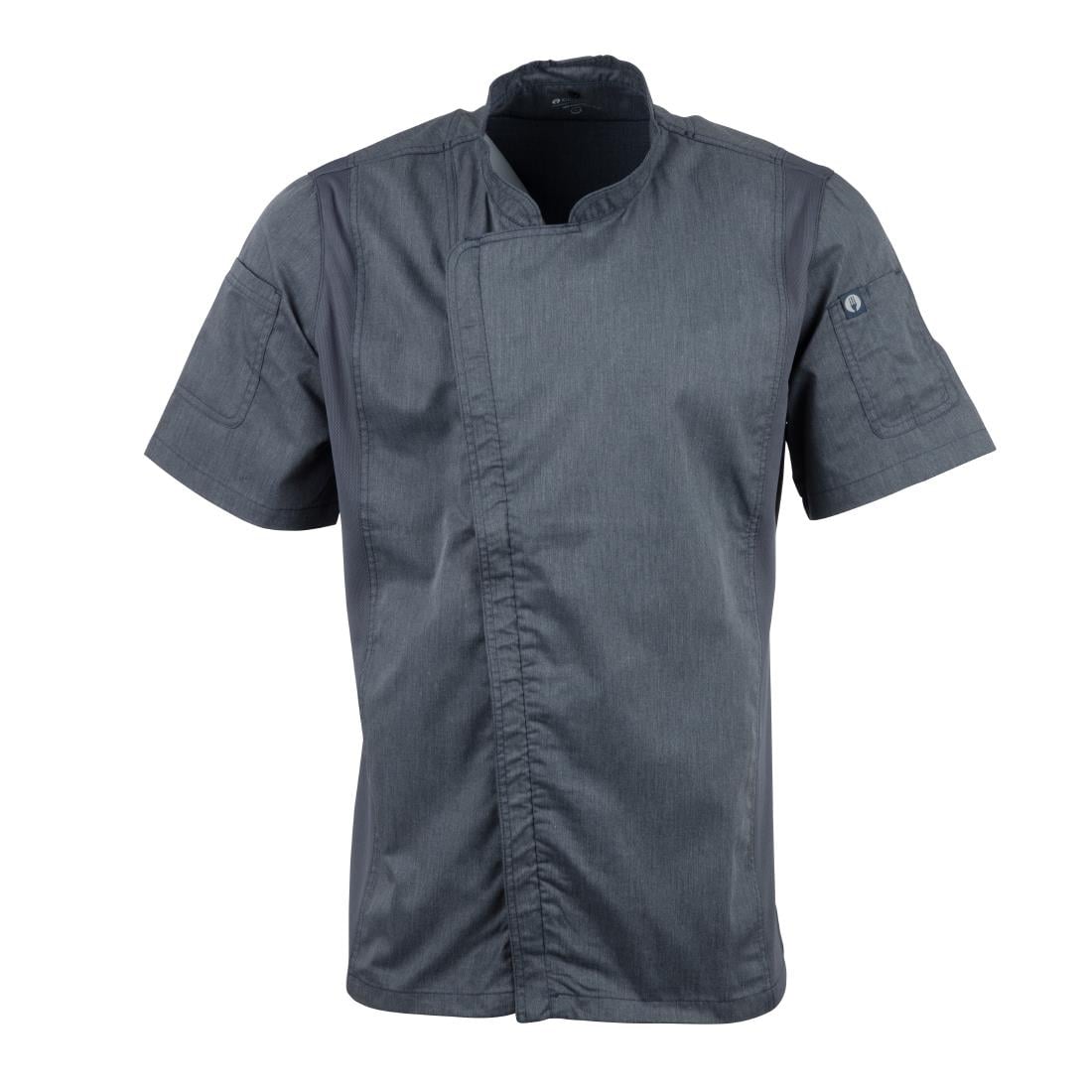 Veste de cuisine mixte légère manches courtes à fermeture éclair Springfield Chef Works Urban bleu encre XS — BB267-XS