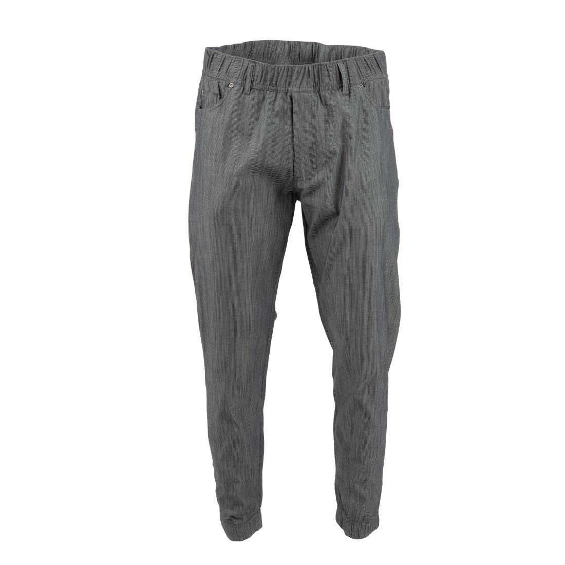 Pantalon de cuisine Works Urban Jogger 257 à fines rayures noires et blanches S — BB300-S