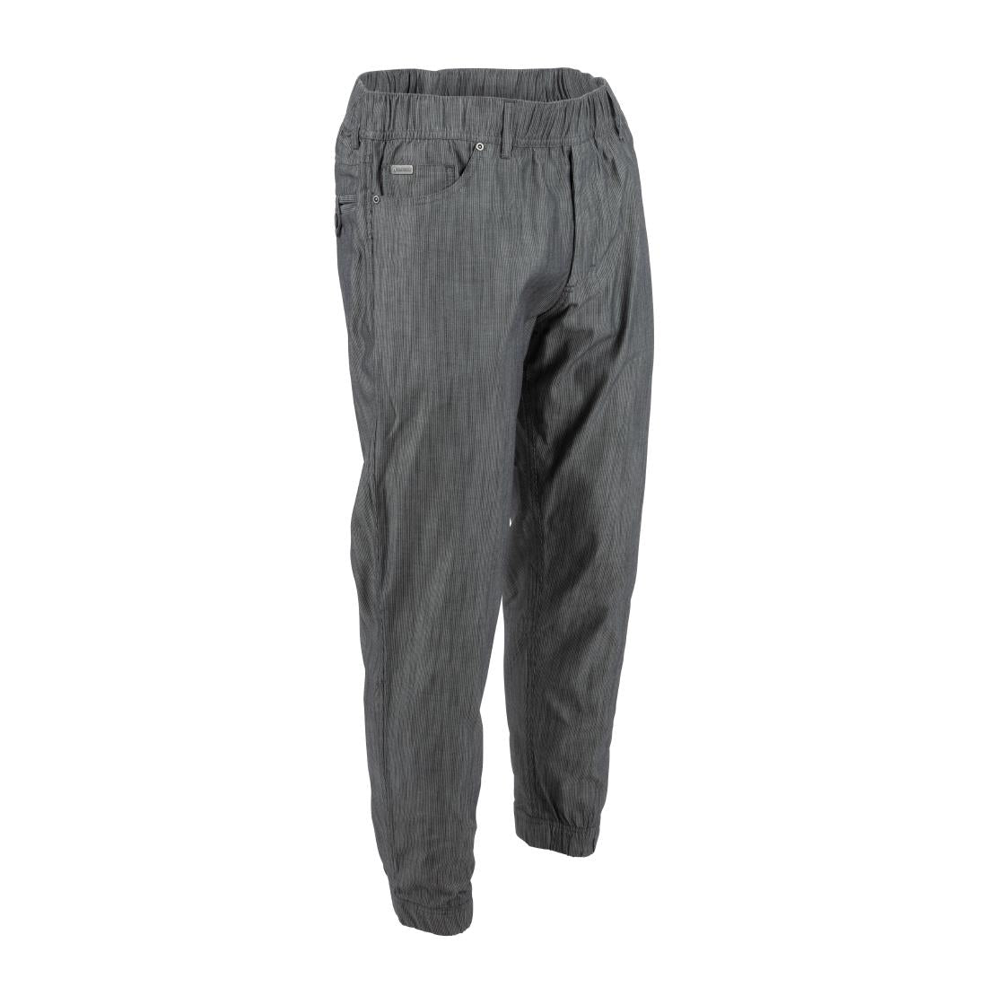 Pantalon de cuisine Works Urban Jogger 257 à fines rayures noires et blanches S — BB300-S