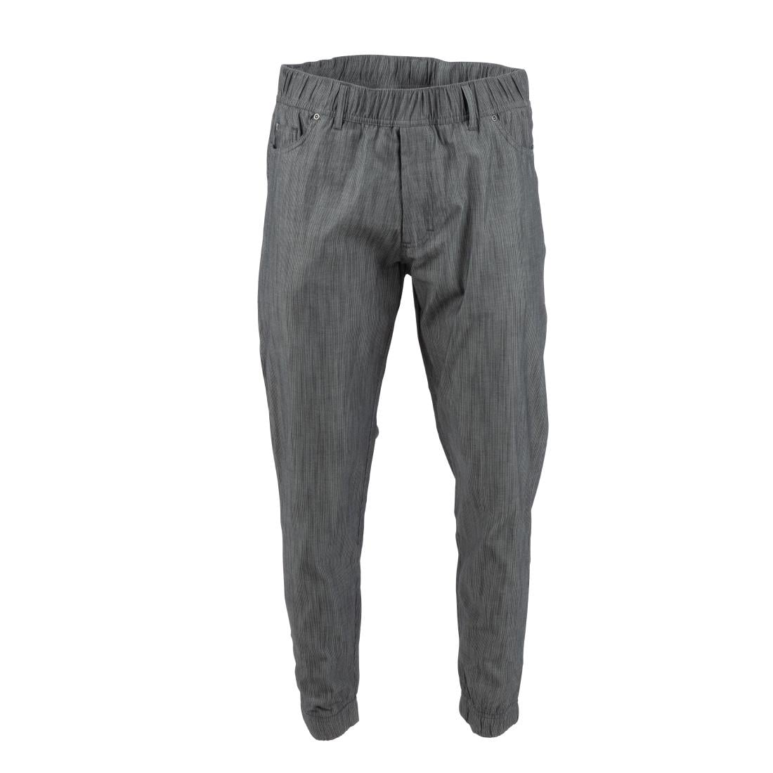 Pantalon de cuisine Works Urban Jogger 257 à fines rayures noires et blanches XL — BB300-XL
