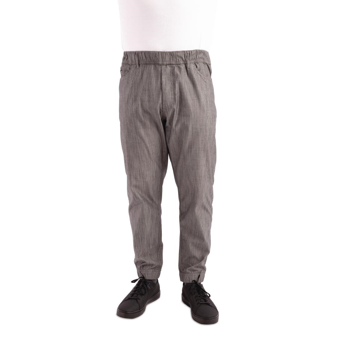 Pantalon de cuisine Works Urban Jogger 257 à fines rayures noires et blanches S — BB300-S