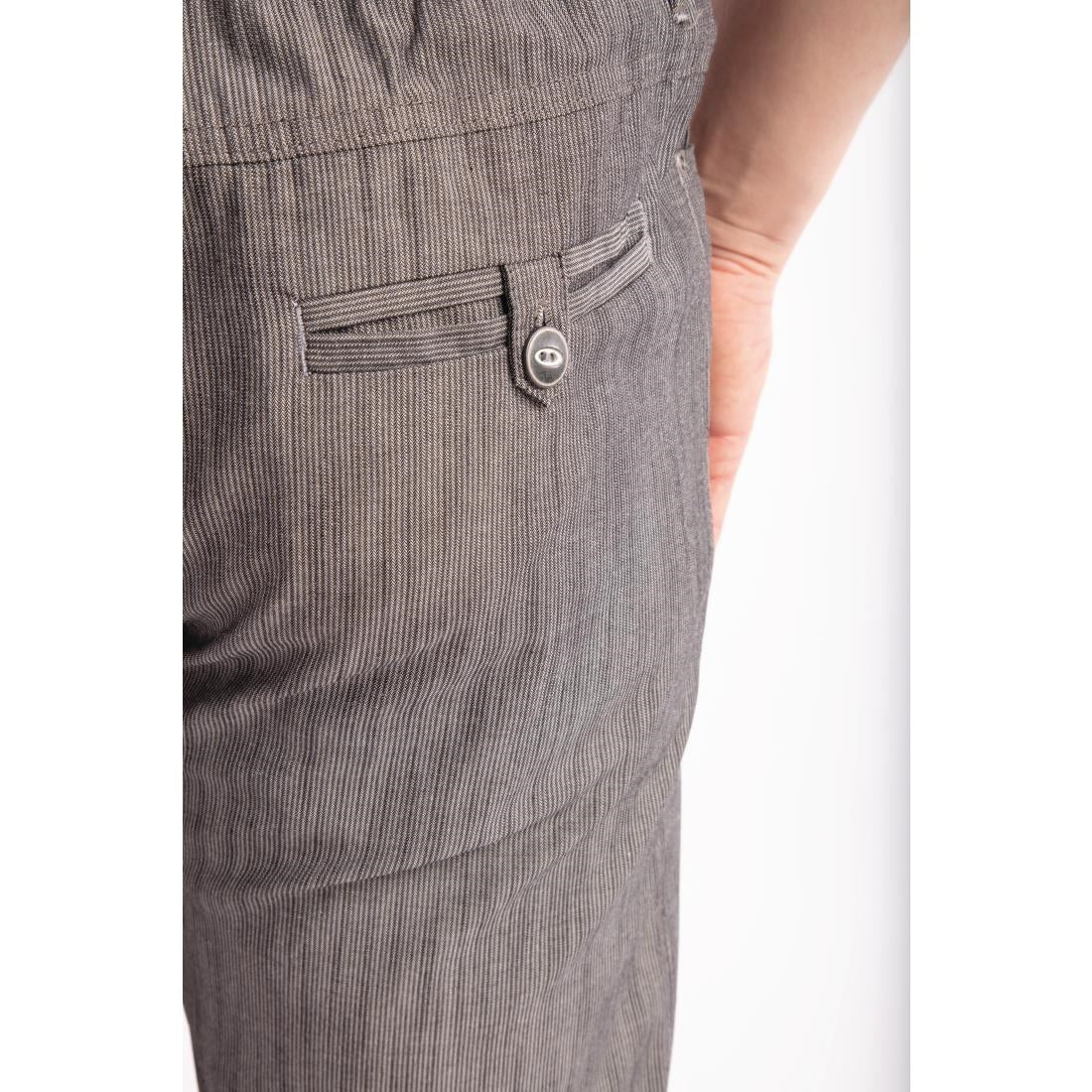 Pantalon de cuisine Works Urban Jogger 257 à fines rayures noires et blanches S — BB300-S