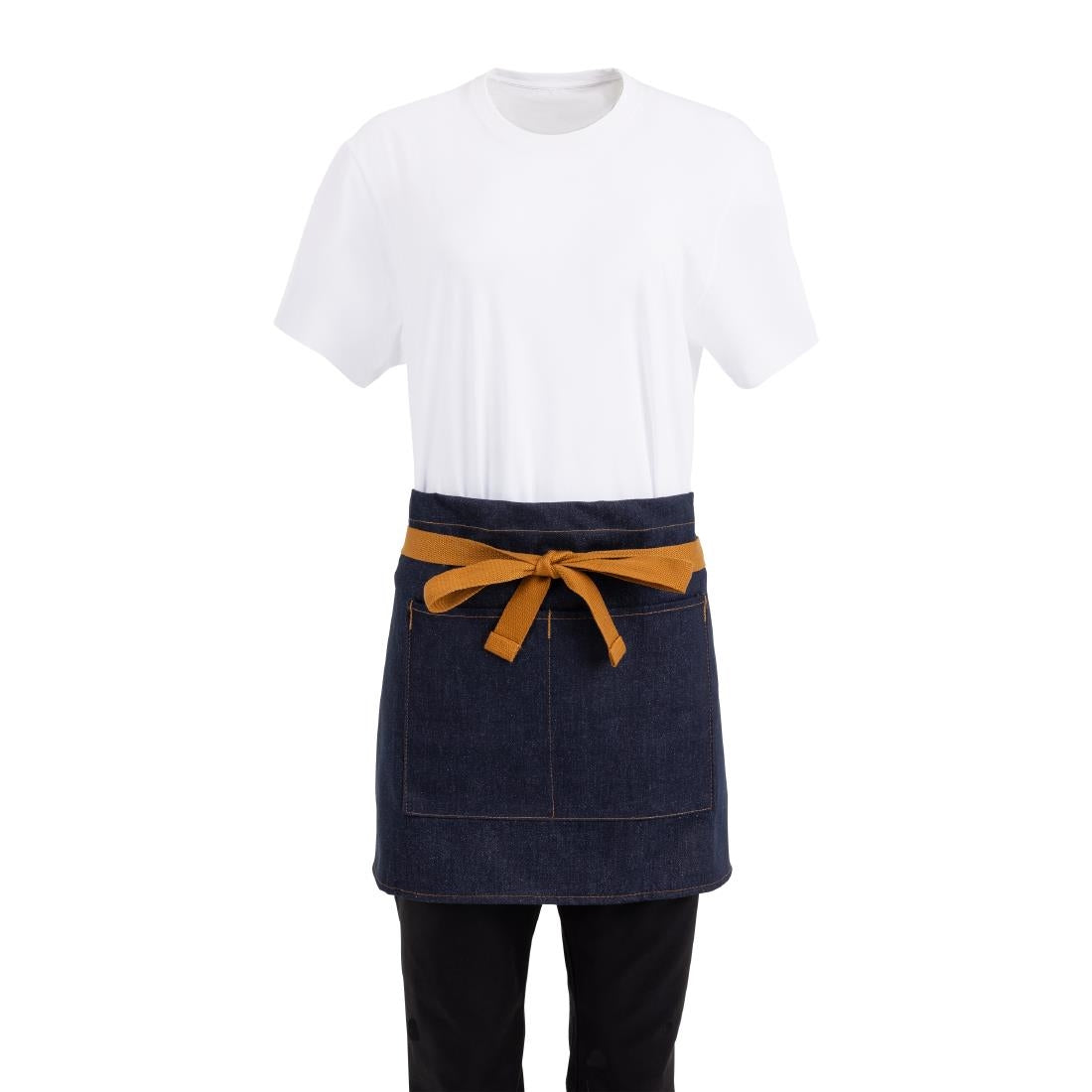 Tablier serveur Southside denim bleu et ceinture ocre — BB465