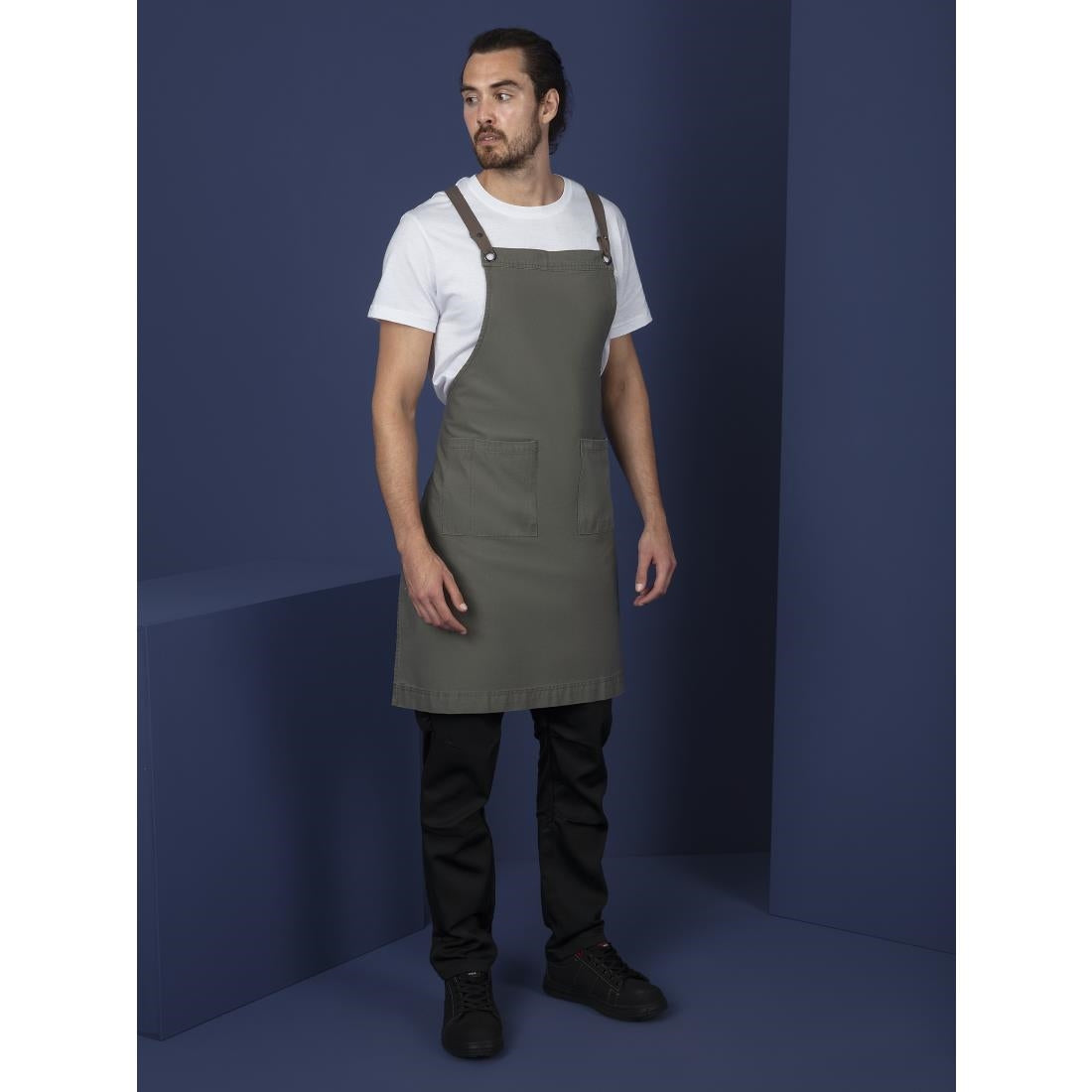 Tablier bavette en coton Southside kaki — BB684