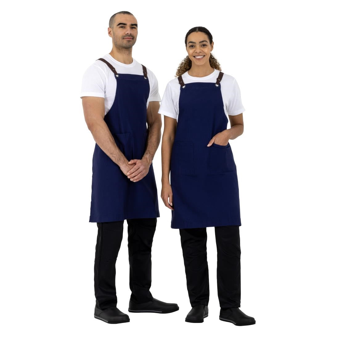 Tablier bavette en coton Southside bleu marine — BB686