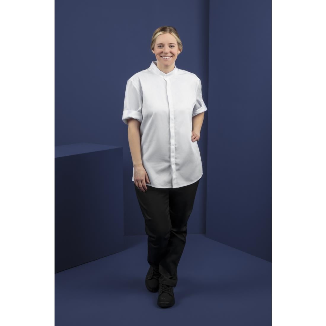 Veste de cuisine mixte col officier Southside blanche M — BB702-M