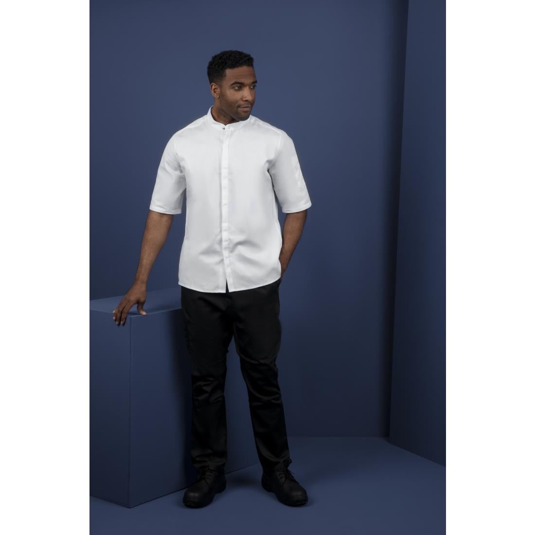 Veste de cuisine mixte col officier Southside blanche M — BB702-M