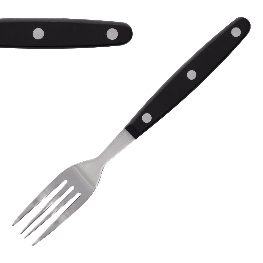 Fourchettes à viande Olympia manche noir (lot de 12) — C135