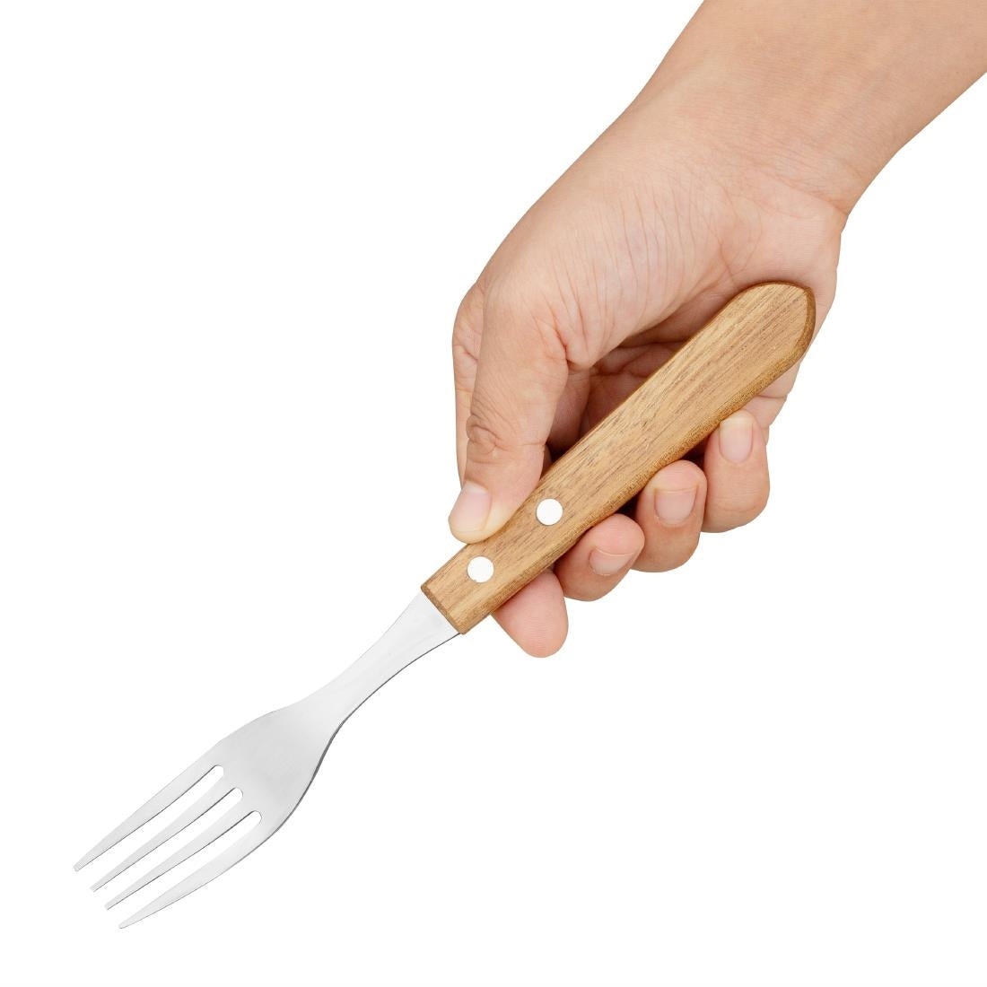 Fourchettes à steak manche en bois d'acacia 100% FSC Olympia 101mm (lot de 12) — C137