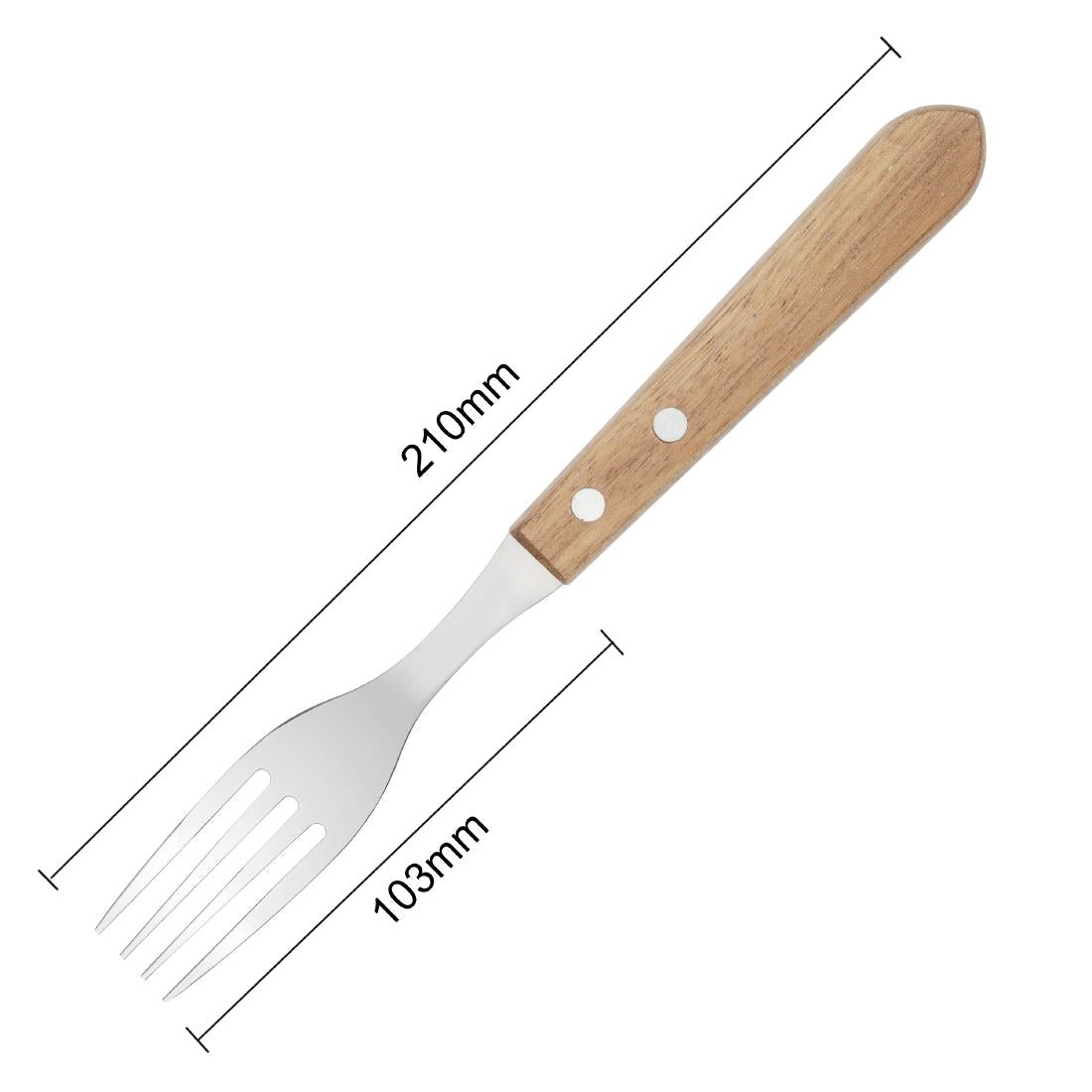 Fourchettes à steak manche en bois d'acacia 100% FSC Olympia 101mm (lot de 12) — C137