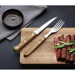 Fourchettes à steak manche en bois d'acacia 100% FSC Olympia 101mm (lot de 12) — C137