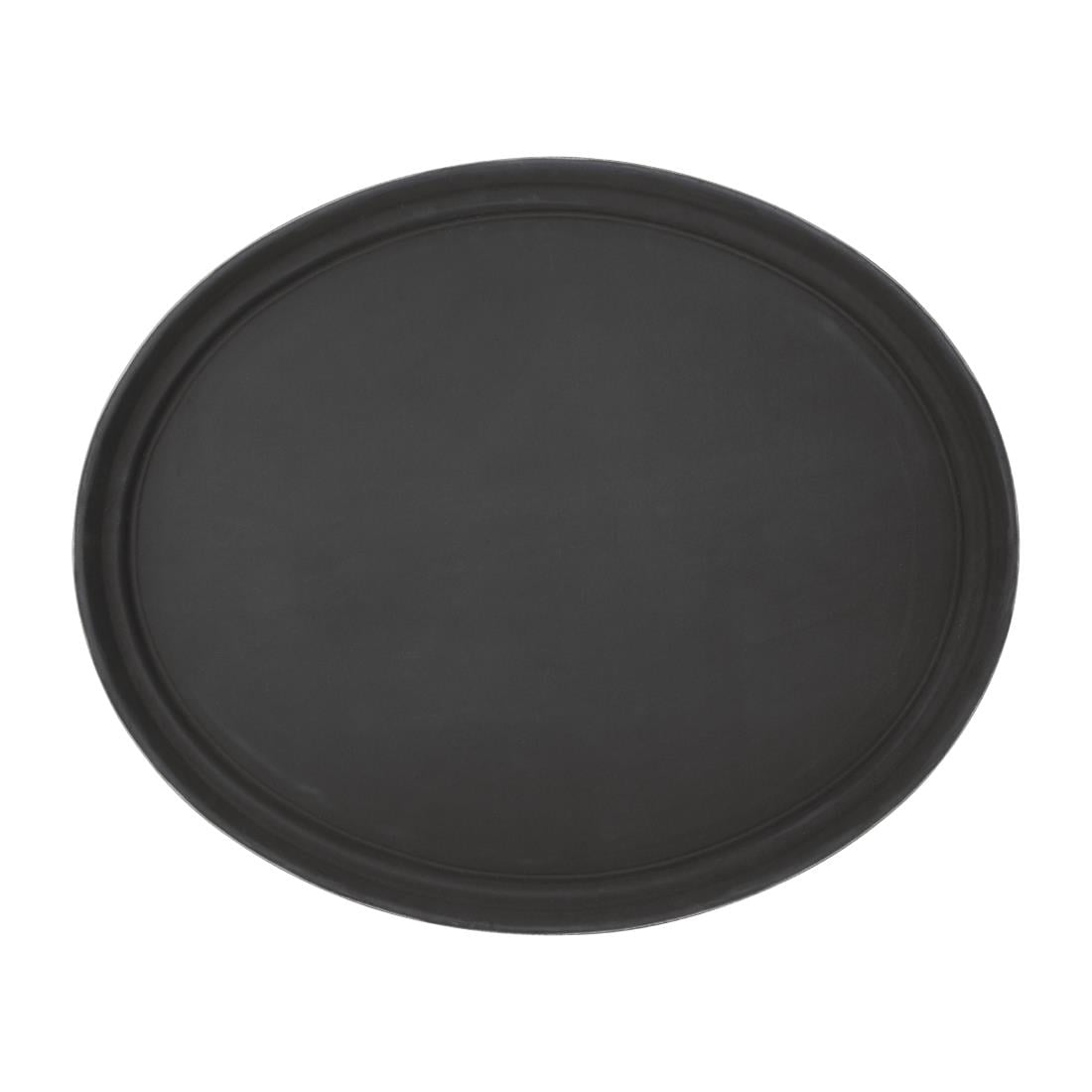 Plateau ovale antidérapant en polypropylène noir Olympia Kristallon 685mm — C162