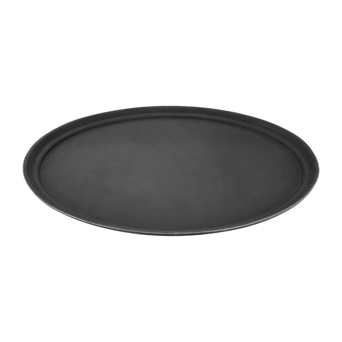 Plateau ovale antidérapant en polypropylène noir Olympia Kristallon 685mm — C162