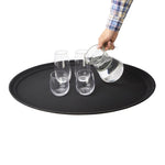 Plateau ovale antidérapant en polypropylène noir Olympia Kristallon 685mm — C162