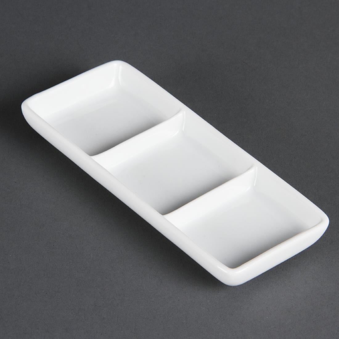 Plats 3 compartiments Olympia Whiteware (lot de 12) — C336