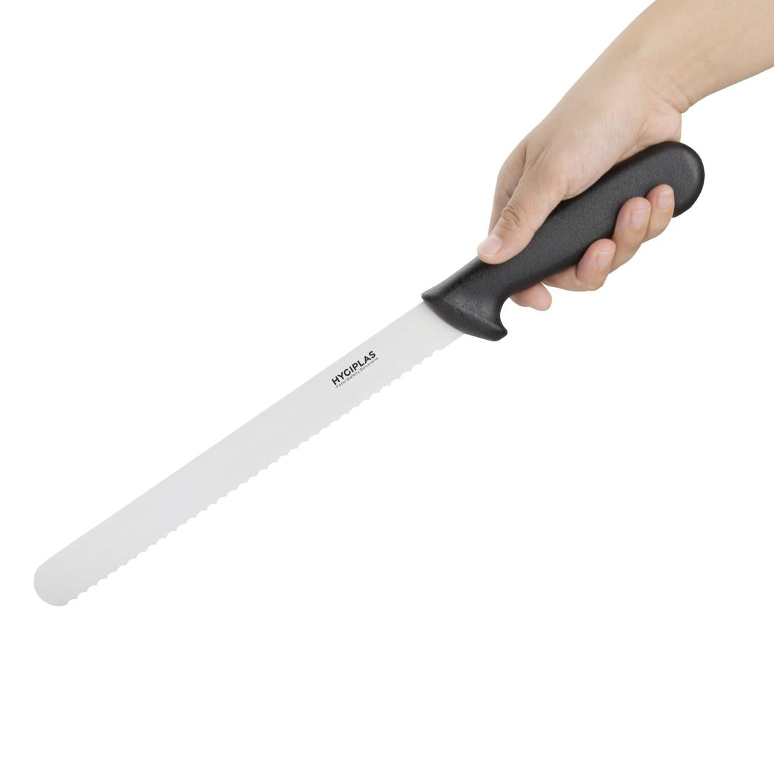 Couteau à trancher denté Hygiplas noir 248mm — C579
