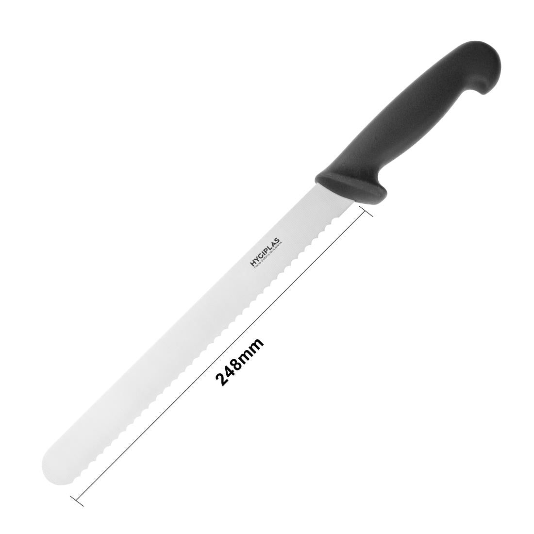 Couteau à trancher denté Hygiplas noir 248mm — C579