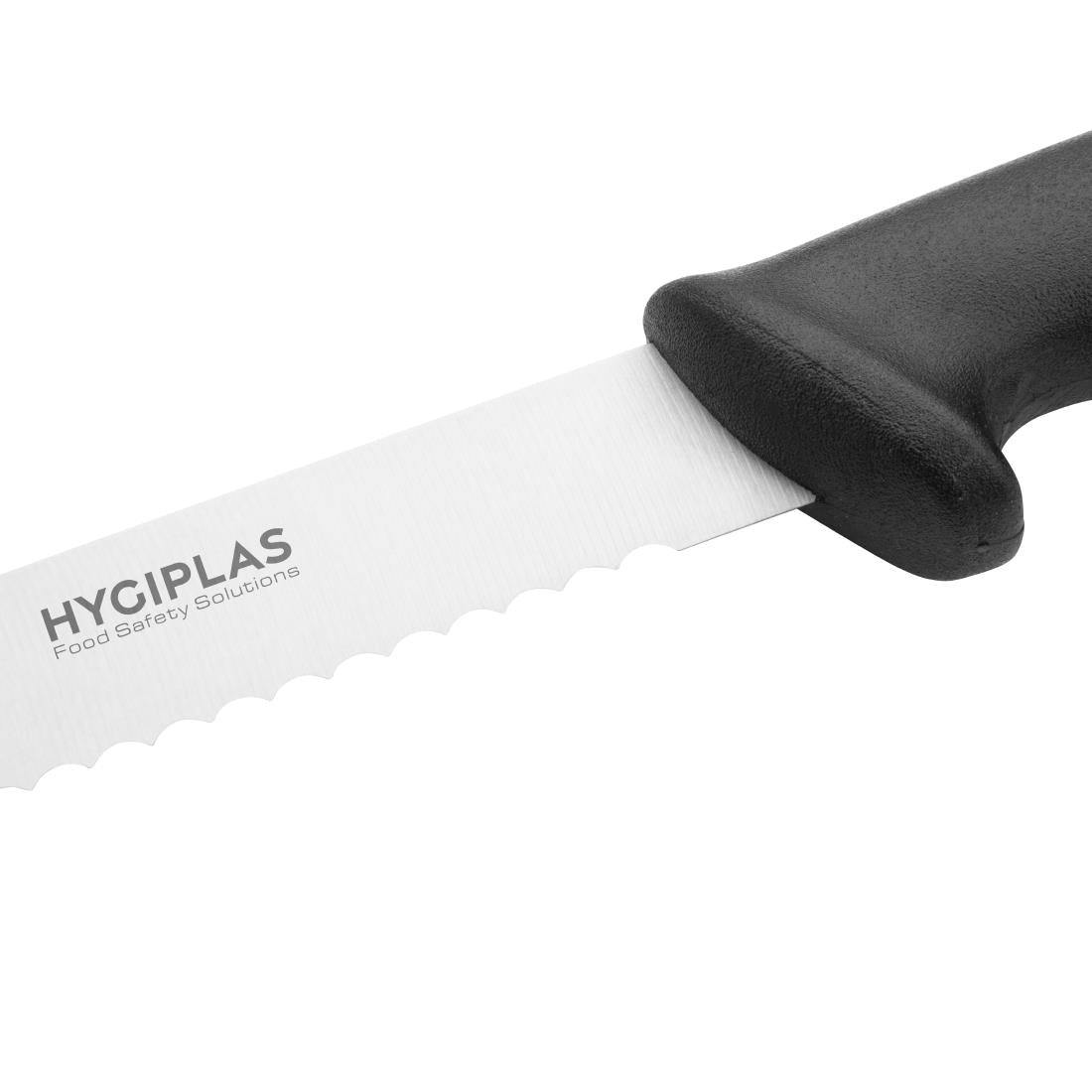 Couteau à trancher denté Hygiplas noir 300mm — C580