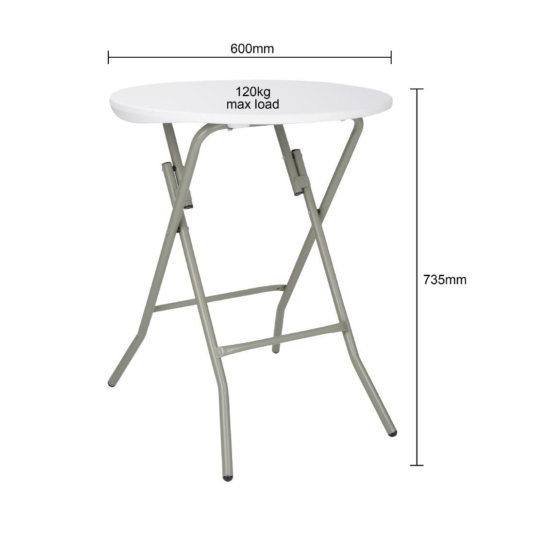 Table ronde pliante Bolero 735(H) x 600(Ø)mm — CA998