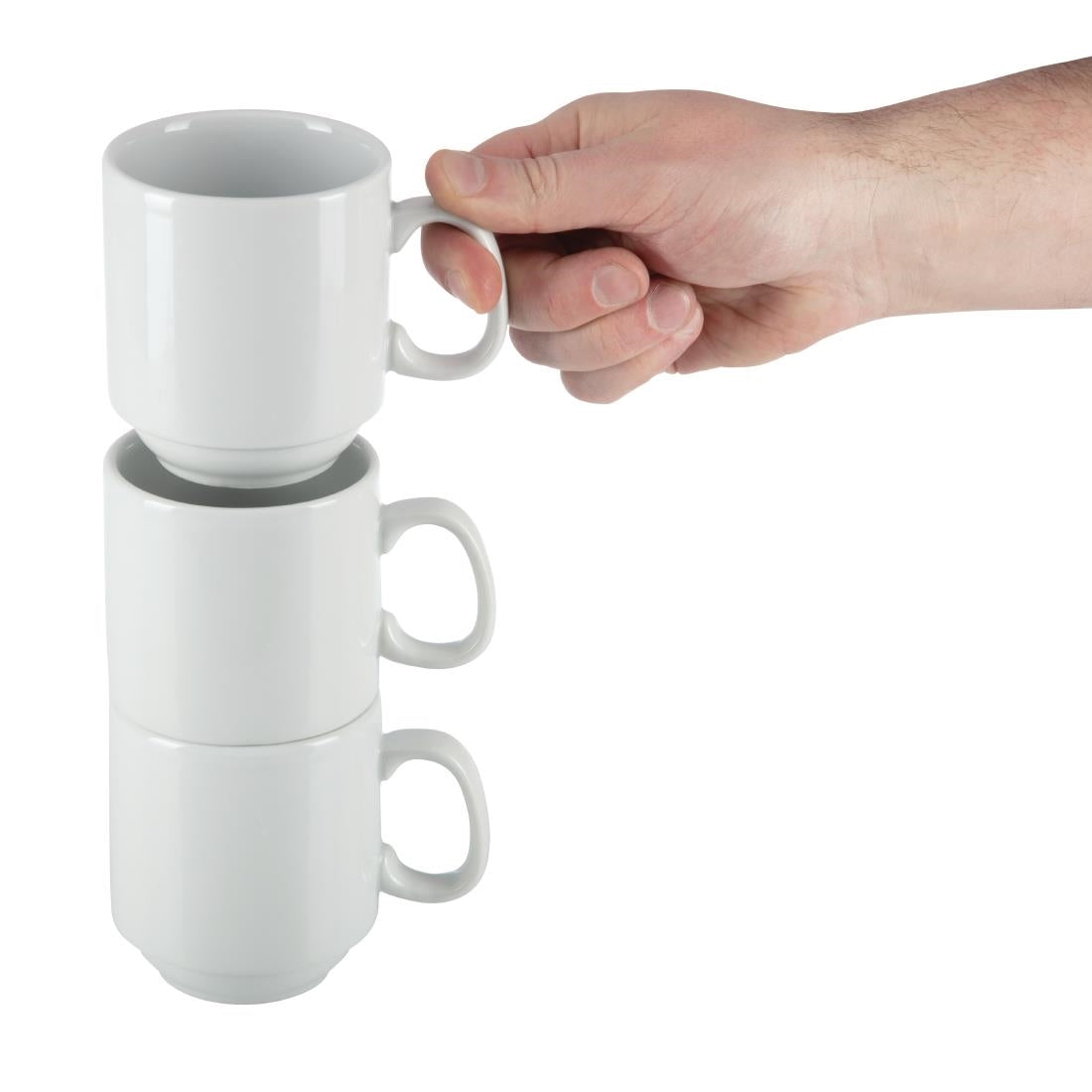 Mugs empilables blancs 284ml Olympia (lot de 12) — CB461