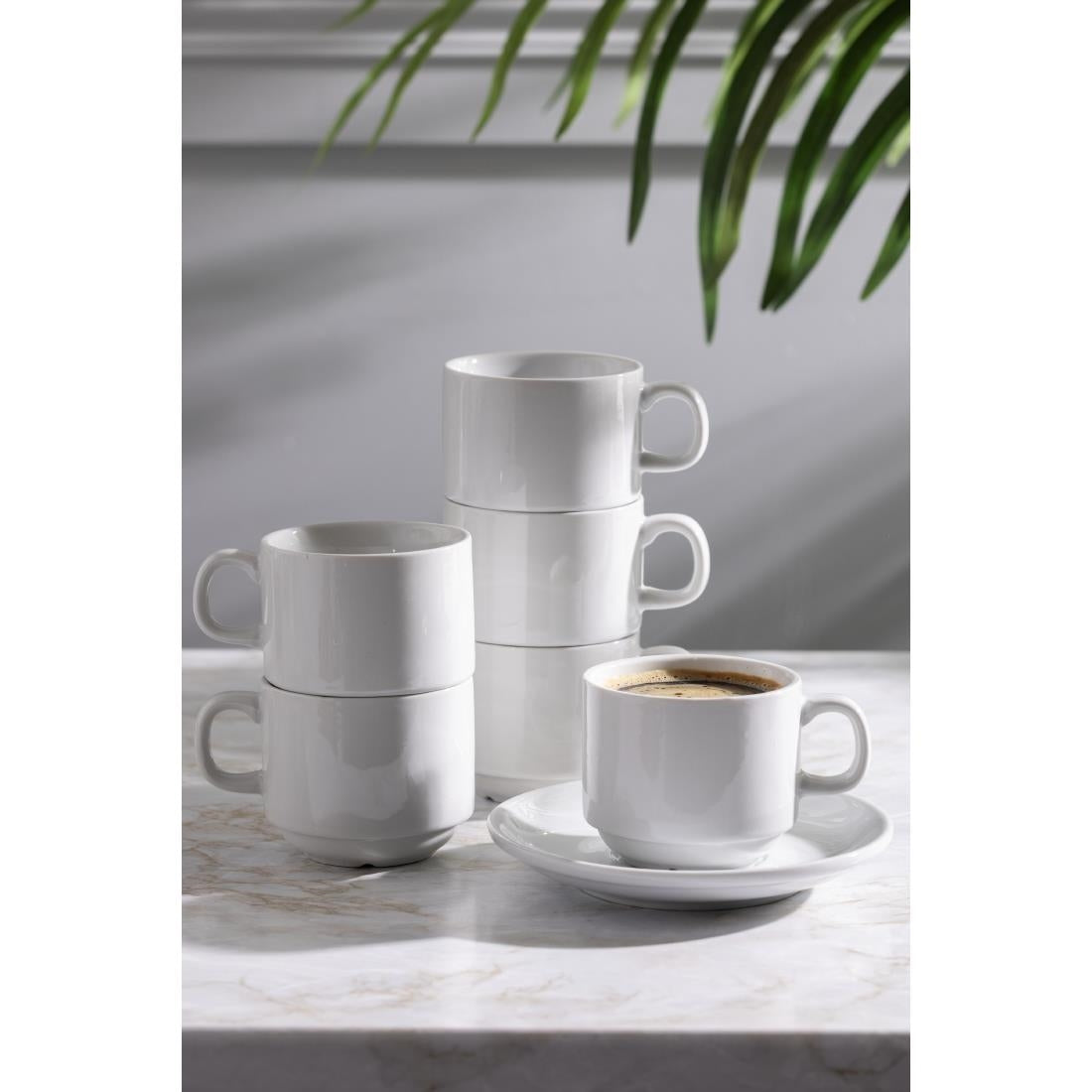 Tasse à thé empilable blanche whiteware Olympia 200ml (lot de 12) — CB467