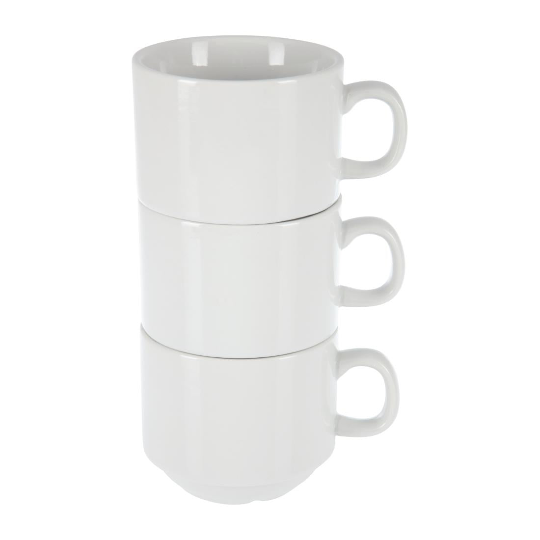 Tasse à thé empilable blanche whiteware Olympia 200ml (lot de 12) — CB467
