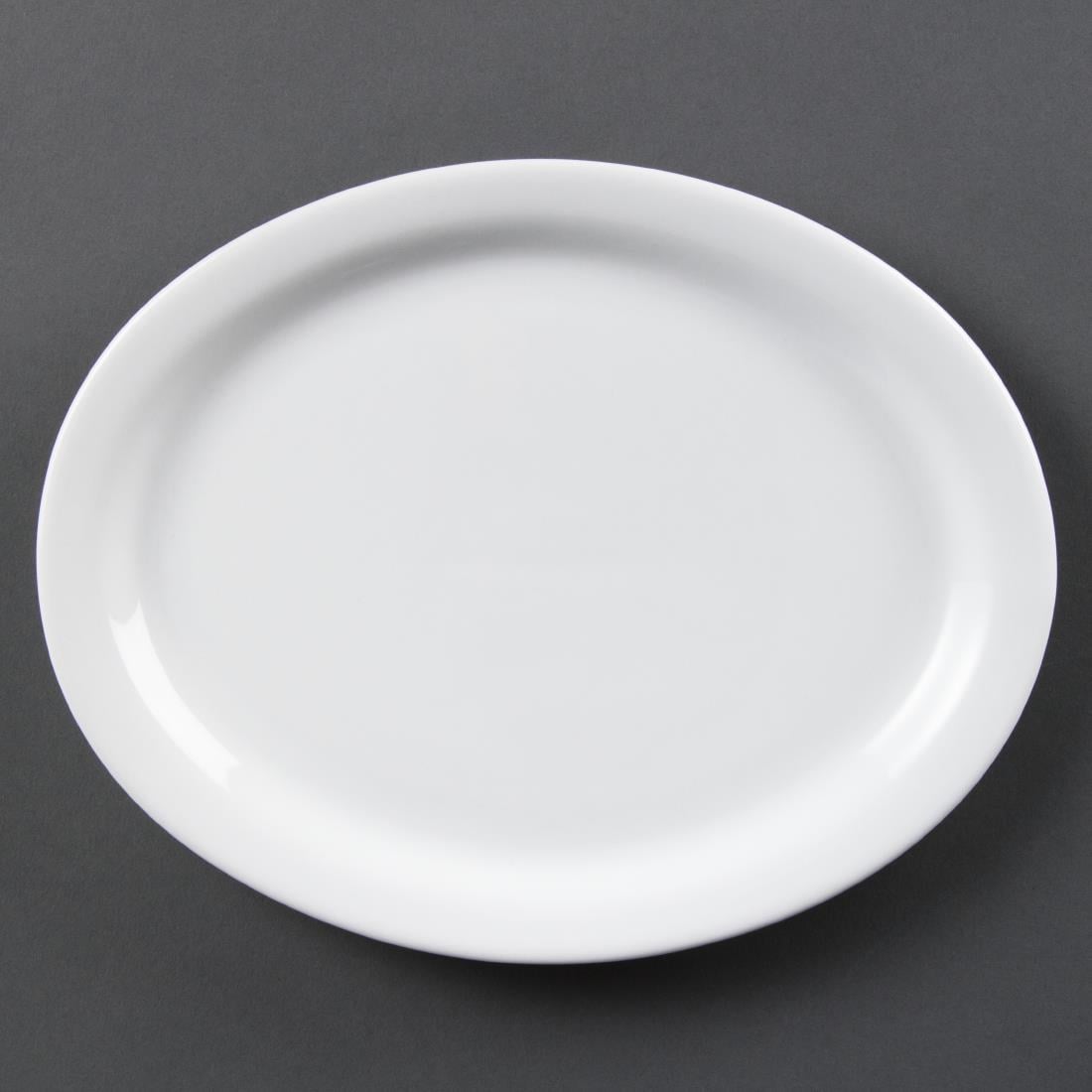Assiettes Ovales Blanches Olympia 250mm (lot de 6) — CB477