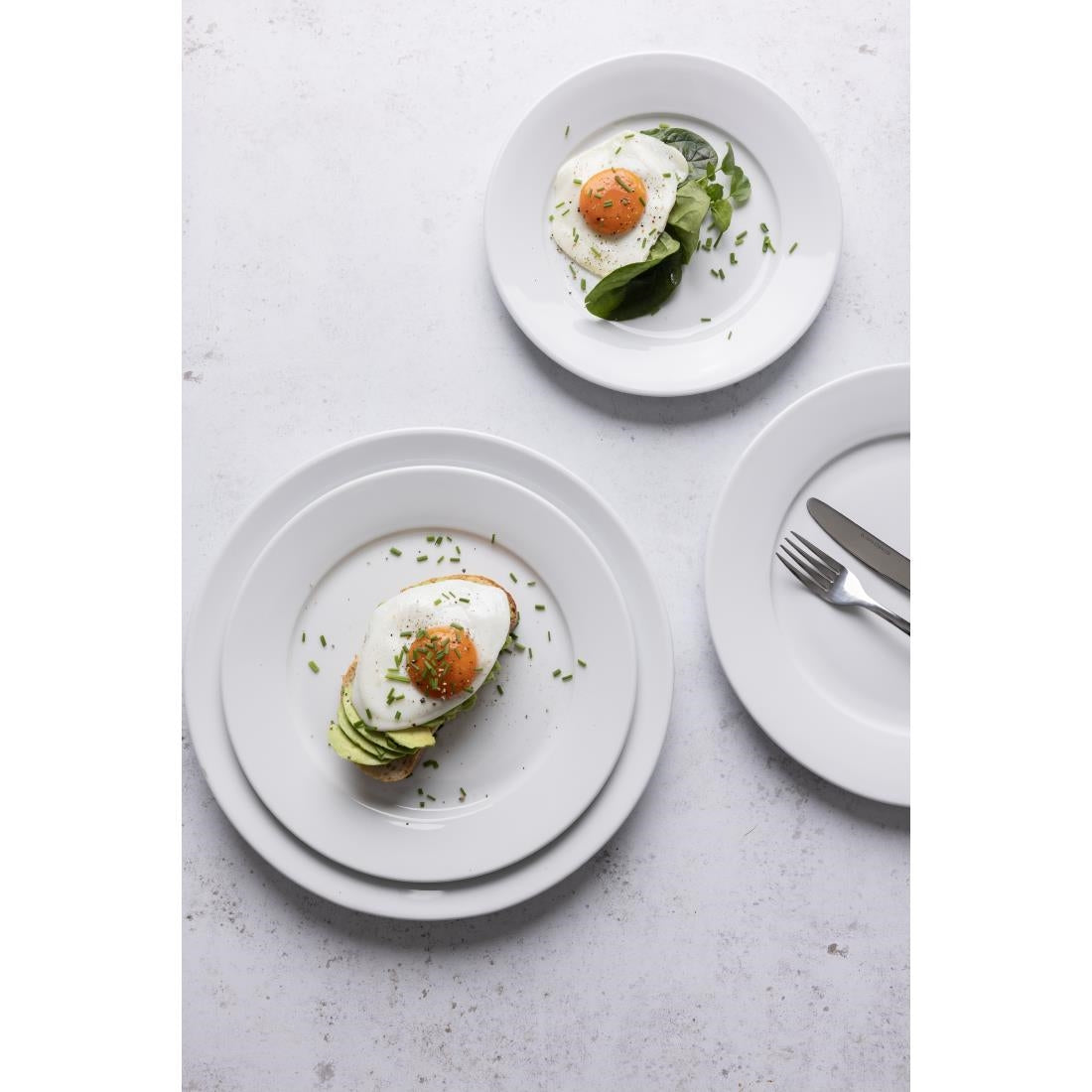 Assiettes À Bord Large Blanches Olympia 202mm (lot de 12) — CB479