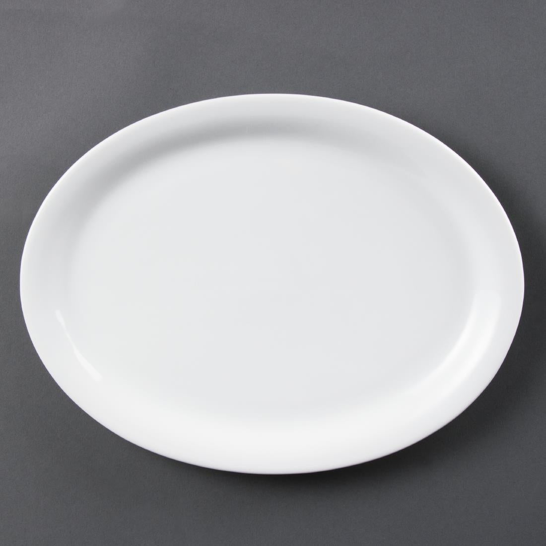 Assiettes Ovales Blanches Olympia 295mm (lot de 6) — CB484