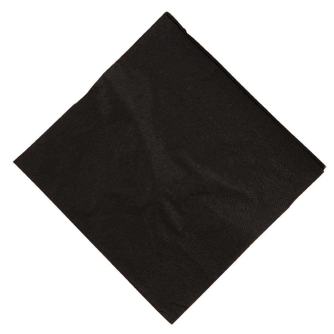 Serviettes cocktail noires Swantex 25x25cm 2 plis 1/4 (lot de 2 000) — CB666