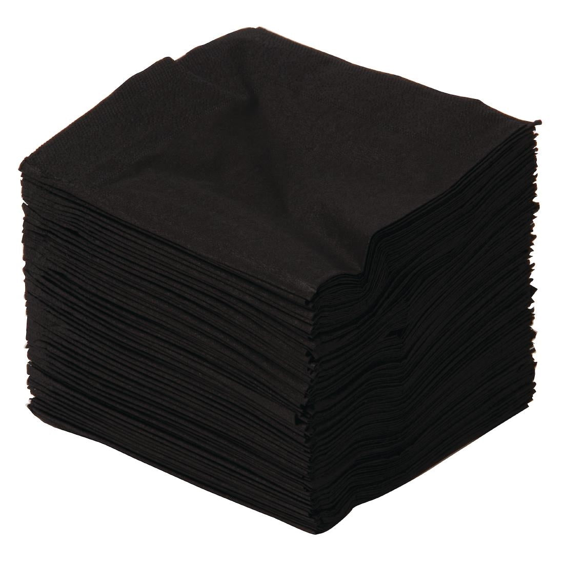 Serviettes cocktail noires Swantex 25x25cm 2 plis 1/4 (lot de 2 000) — CB666