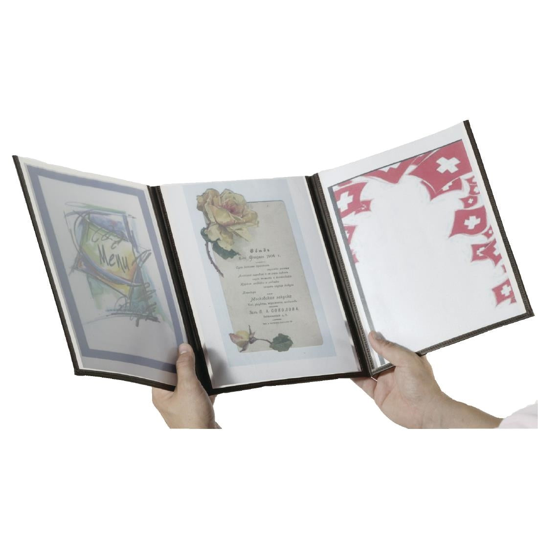Protège-menus Securit Crystal A4 triples (lot de 3) — CB843
