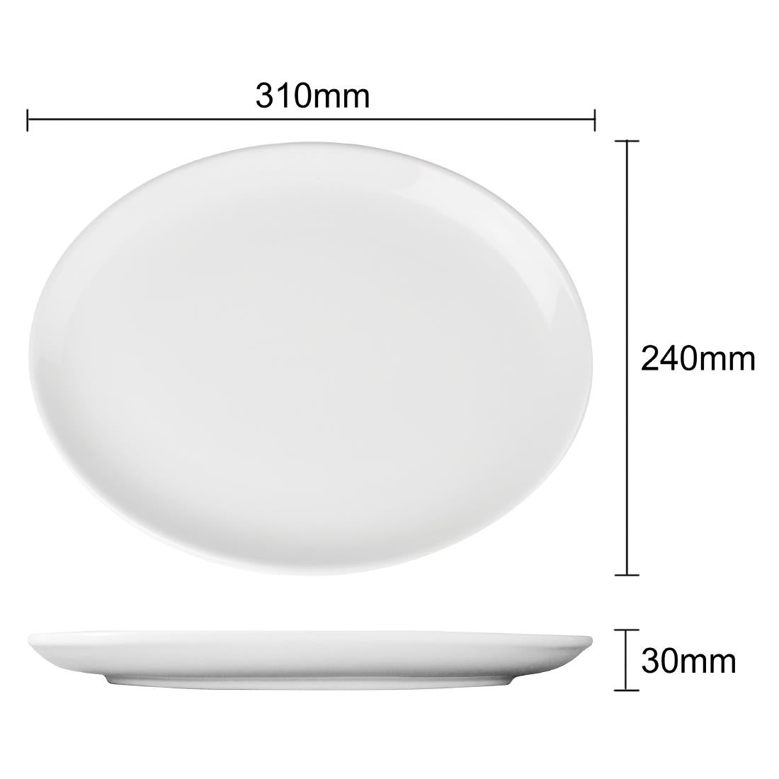 Assiettes coupes ovales Olympia Athena 305 x 241mm (lot de 6) — CC212