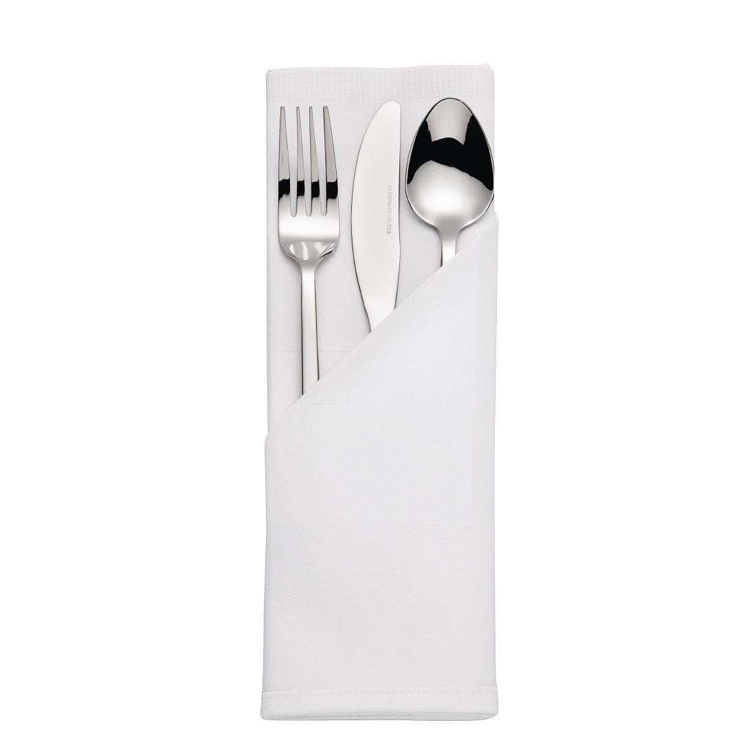 Serviettes blanches en coton bande de satin Mitre Luxury (lot de 10) — HB559