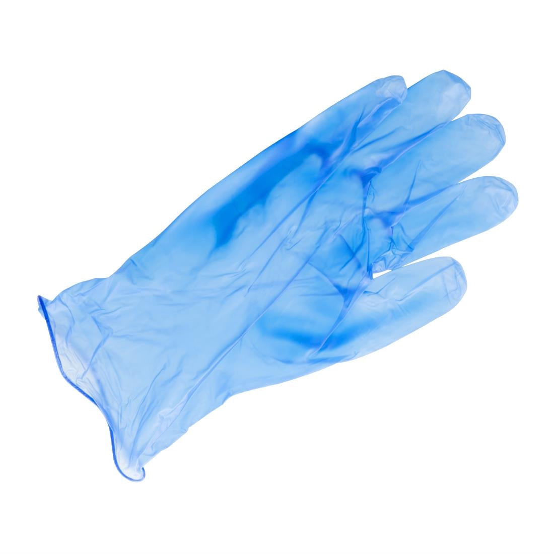 Gants alimentaires en vinyle non poudrés Hygiplas bleus XL (lot de 100) — CF403-XL