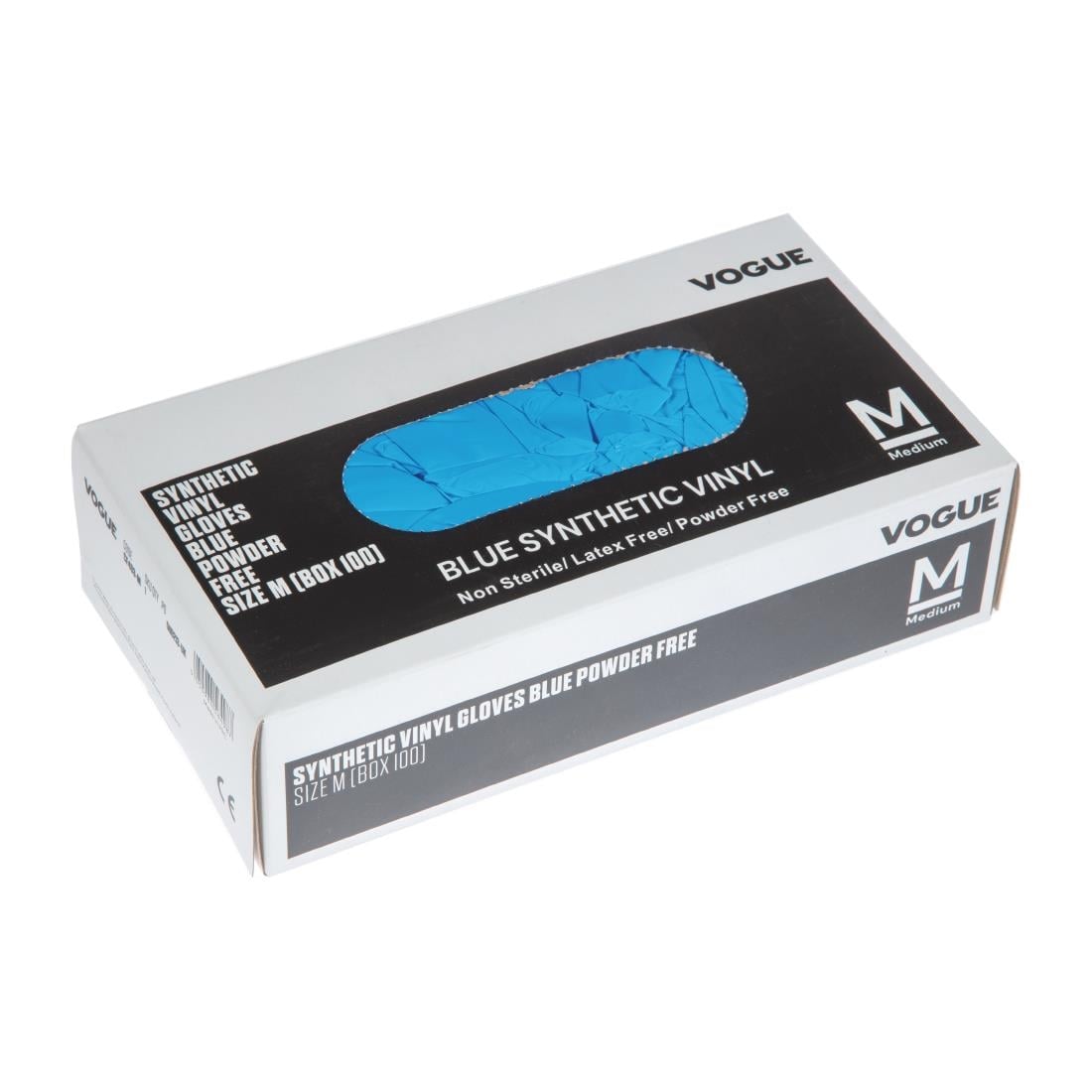Gants alimentaires en vinyle non poudrés Hygiplas bleus S (lot de 100) — CF403-S