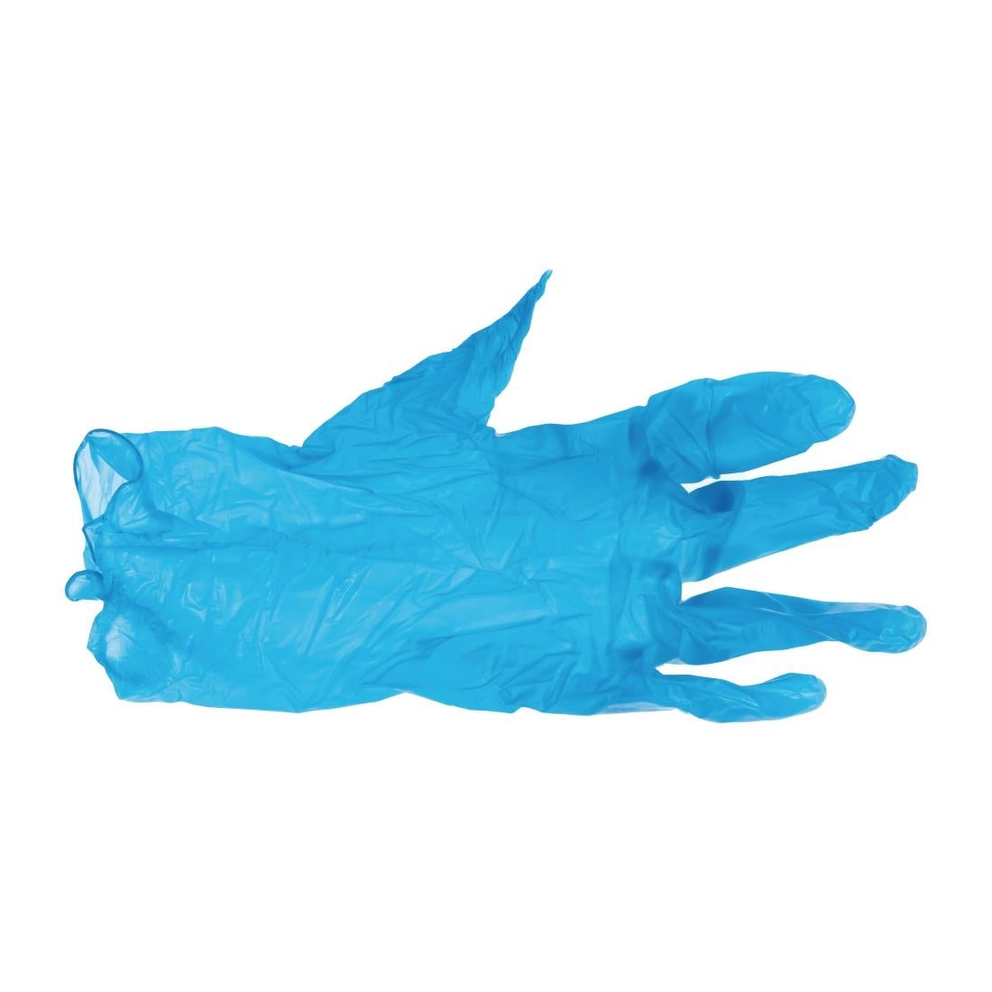 Gants alimentaires en vinyle non poudrés Hygiplas bleus S (lot de 100) — CF403-S