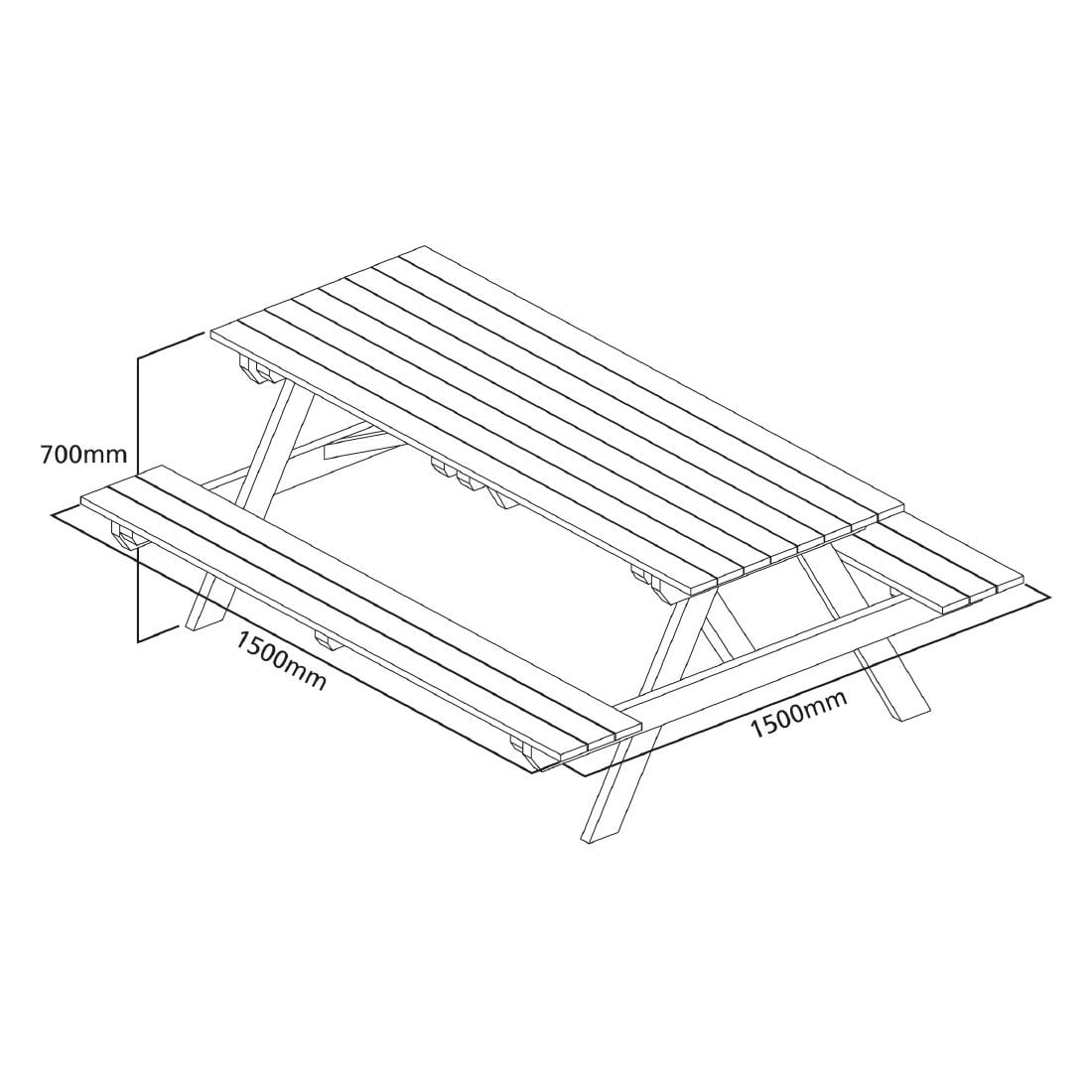 Table pique-nique en bois 1,5m — CG095