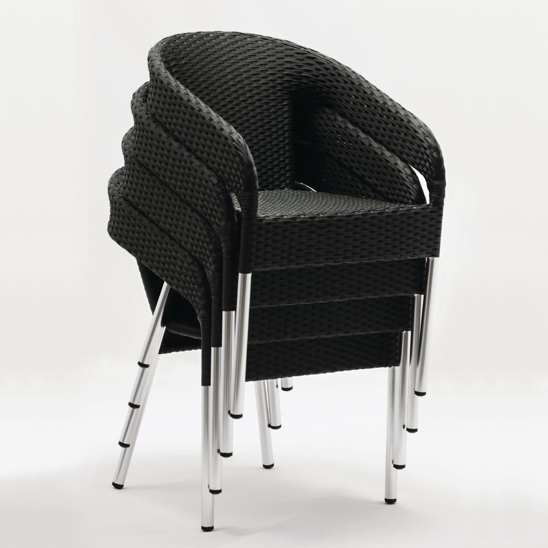 Fauteuils enveloppants bistro en rotin PE anthracite Bolero (lot de 4) — CG223