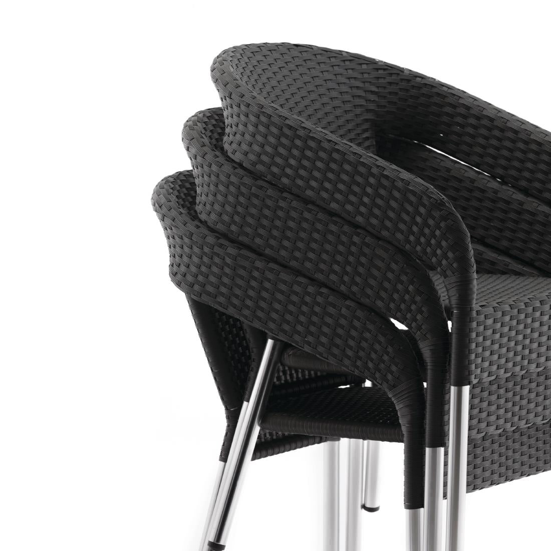 Fauteuils enveloppants bistro en rotin PE anthracite Bolero (lot de 4) — CG223
