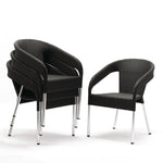 Fauteuils enveloppants bistro en rotin PE anthracite Bolero (lot de 4) — CG223