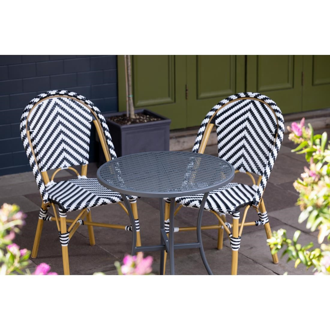 Chaises style parisien en rotin PE Bolero noires (lot de 2) — CH111