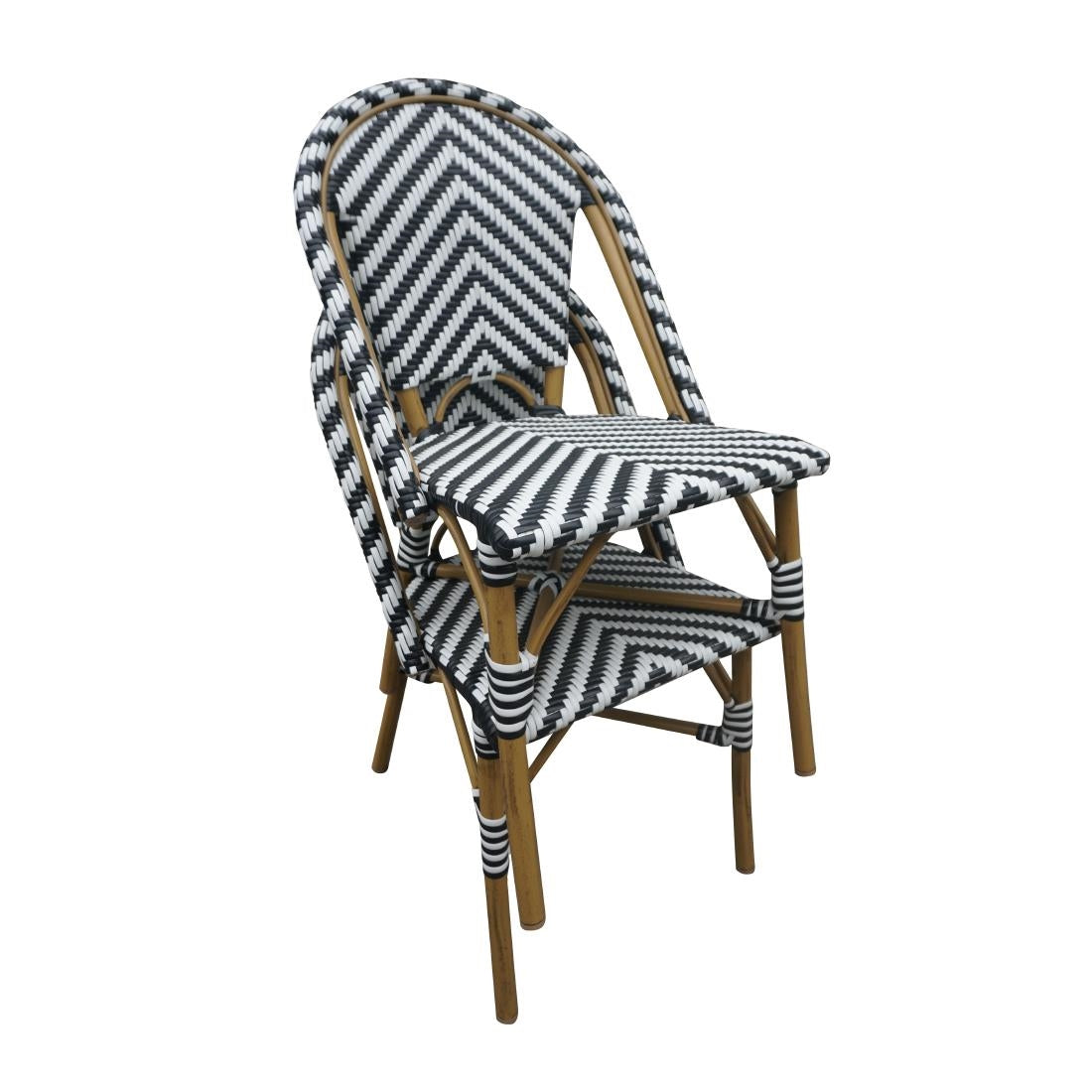 Chaises style parisien en rotin PE Bolero noires (lot de 2) — CH111