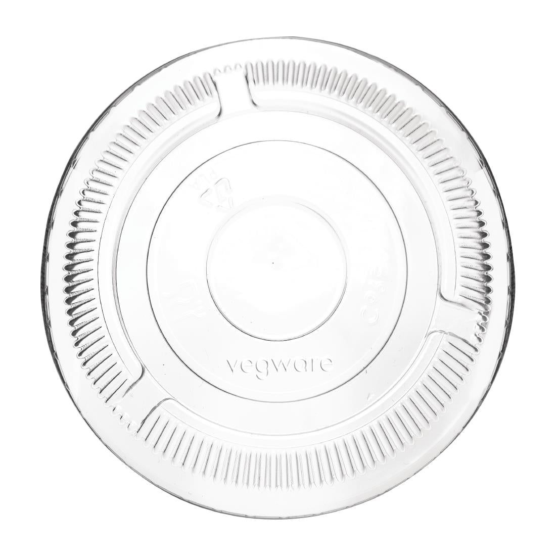Couvercles plats PLA sans trou compostables pour gobelets boissons froides Vegware série 96 (lot de 1000) — CH384