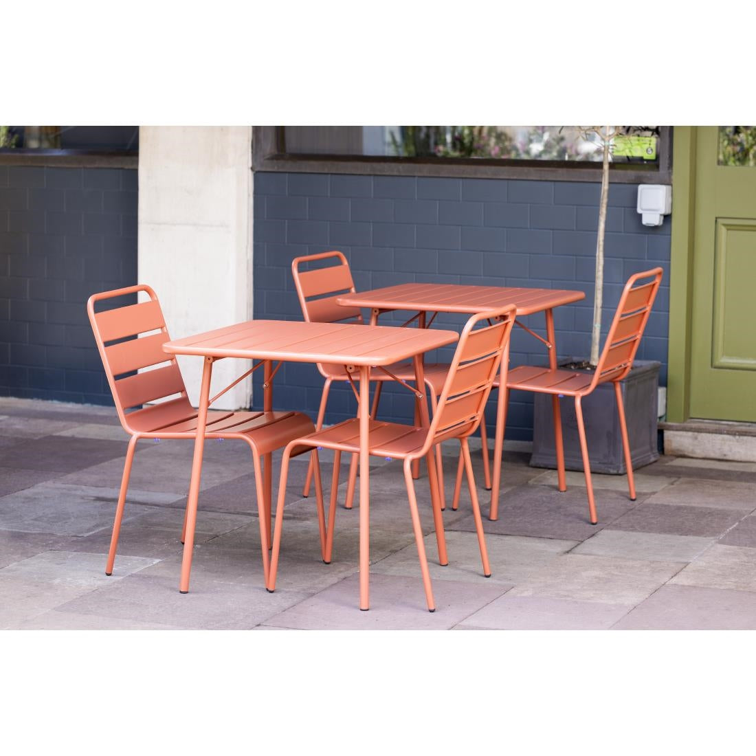 Chaises à lattes en acier Bolero terracotta (lot de 4) — CK063
